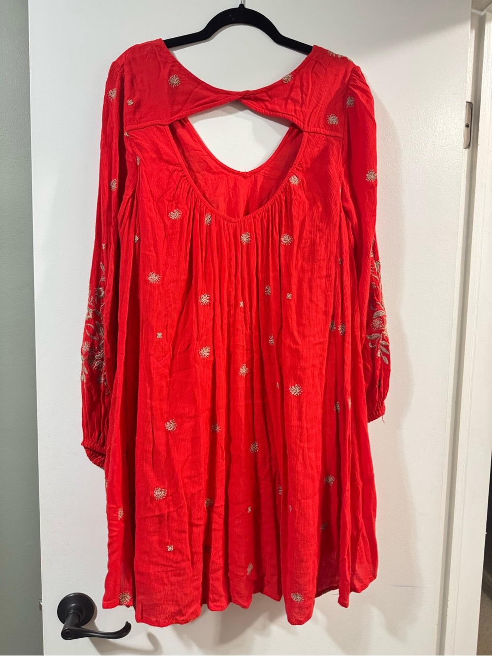 Free People Red Sweet Tennessee Embroidered Mini Dress Size Medium - Picture 9 of 11